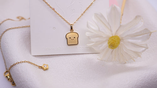 18K Gold Plated Stainless Steel Necklace - Bread