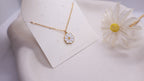 18K Gold Plated Stainless Steel Necklace - White Flower
