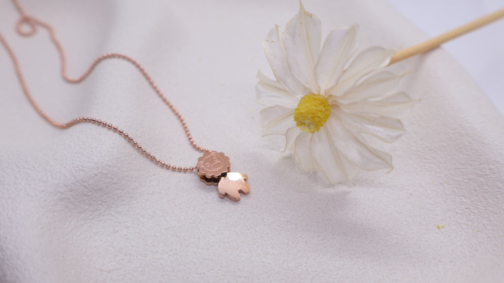 Rose Gold Plated Stainless Steel Necklace - Lion