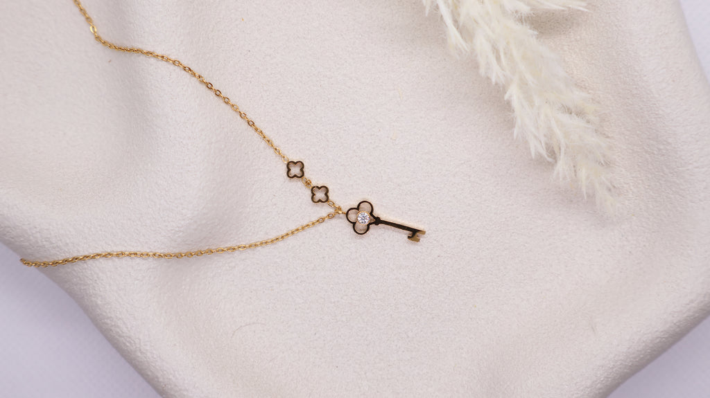 18K Gold Plated Stainless Steel Necklace -Key