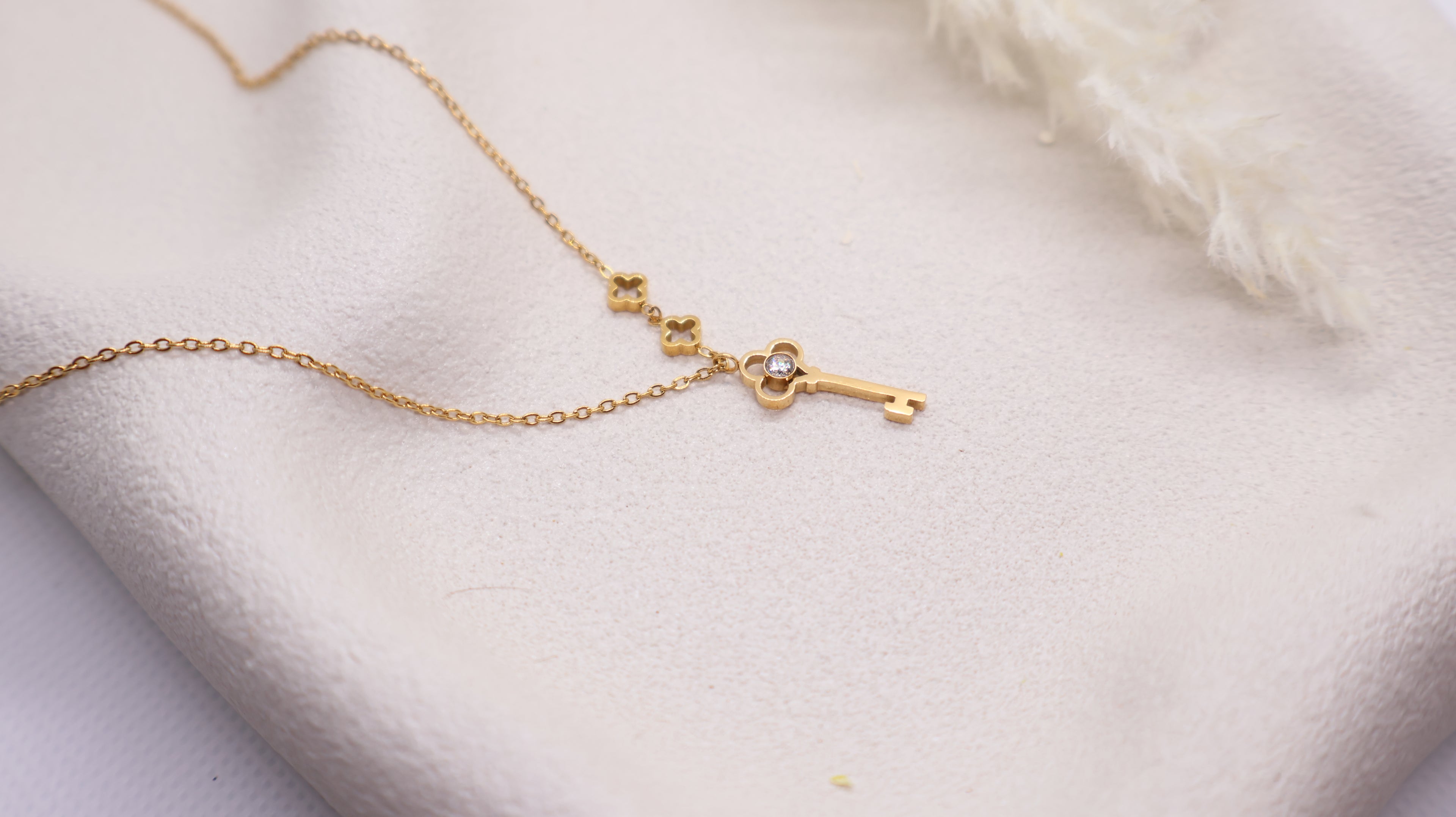18K Gold Plated Stainless Steel Necklace -Key
