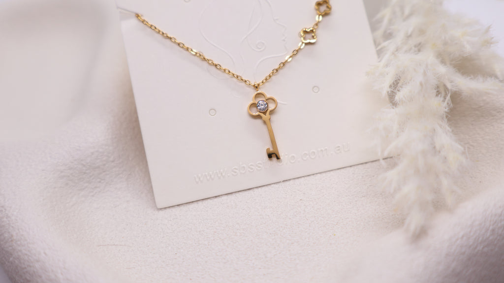 18K Gold Plated Stainless Steel Necklace -Key