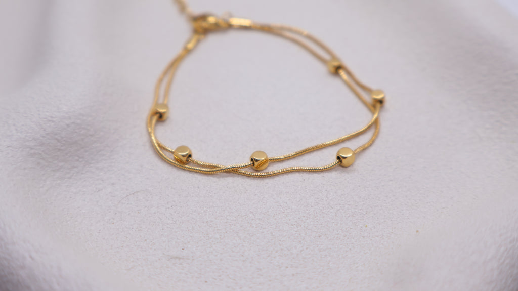 18K Gold Plated Stainless Steel Bracelet - Double-strand chain
