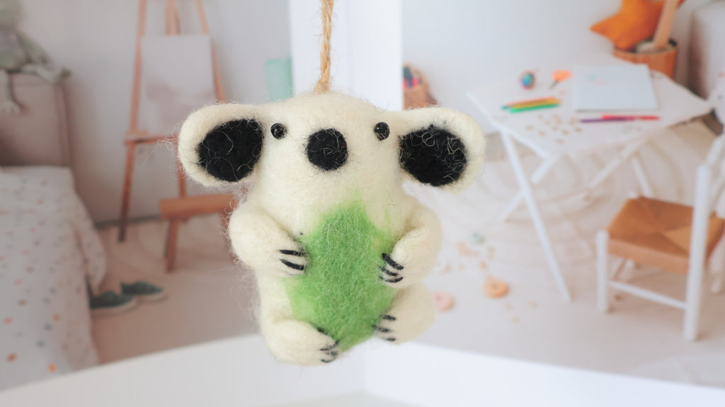 Wool Felt Koala Ornament | Handmade Nepali Artisan Craft