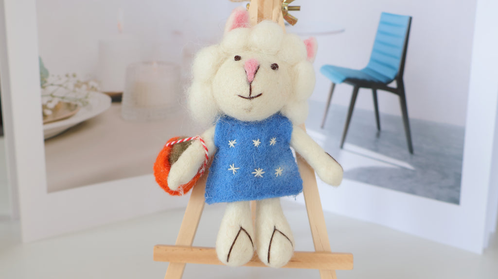 Wool Felt Sheep  Ornament | Handmade Nepali Artisan Craft