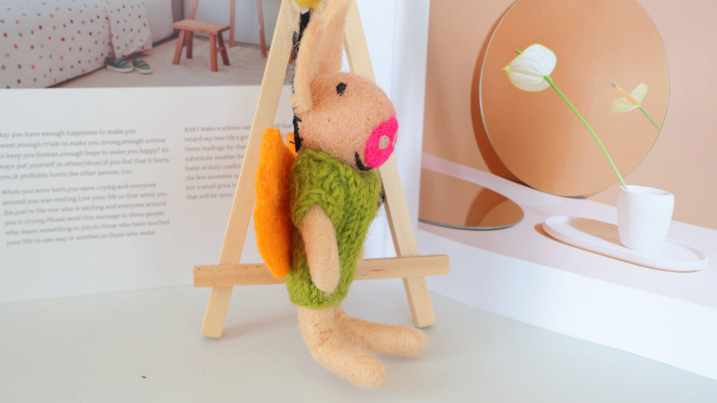 Wool Felt Fly Pig Ornament | Handmade Nepali Artisan Craft
