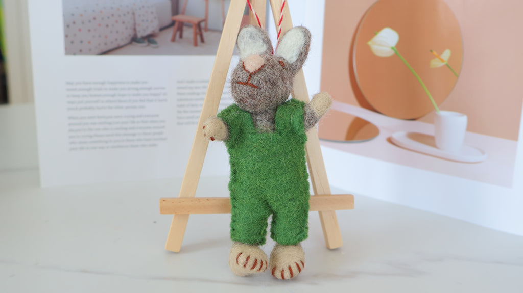 Wool Felt Bunny Ornament | Handmade Nepali Artisan Craft