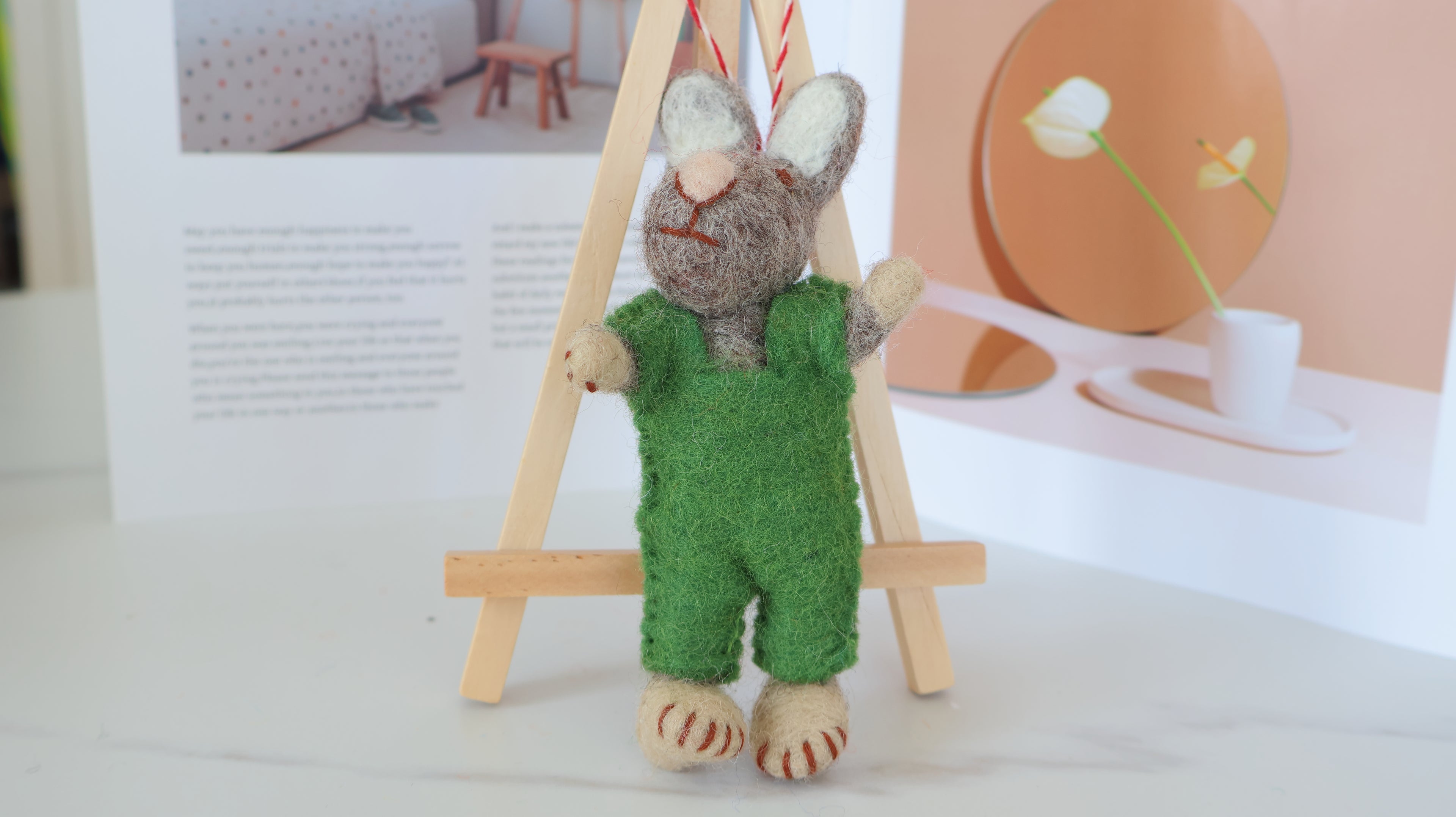 Wool Felt Bunny Ornament | Handmade Nepali Artisan Craft