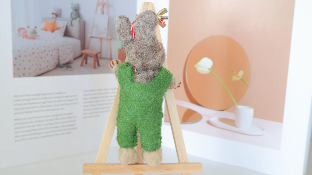 Wool Felt Bunny Ornament | Handmade Nepali Artisan Craft