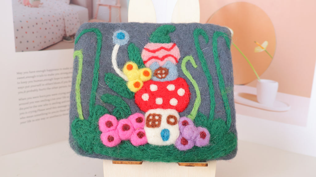 Handmade Wool Felt Mushroom House Purse