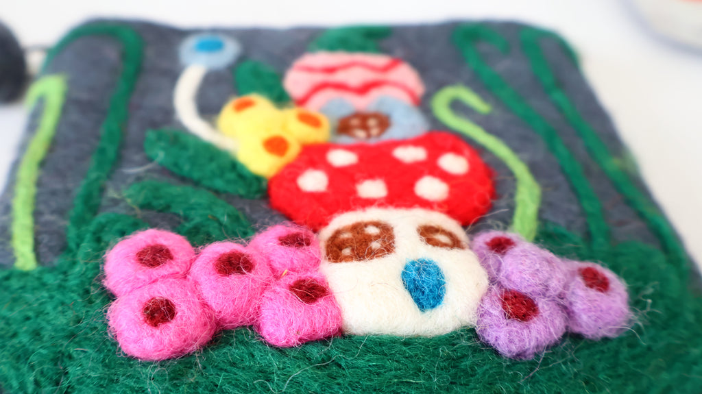 Handmade Wool Felt Mushroom House Purse
