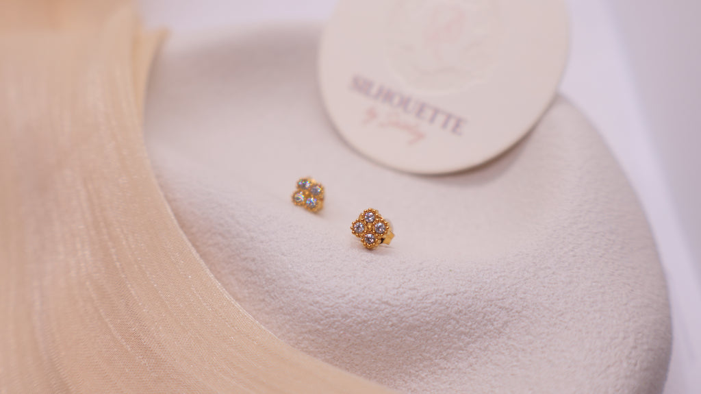 18K Gold Plated Stainless Steel Earrings - Four-leaf Clover
