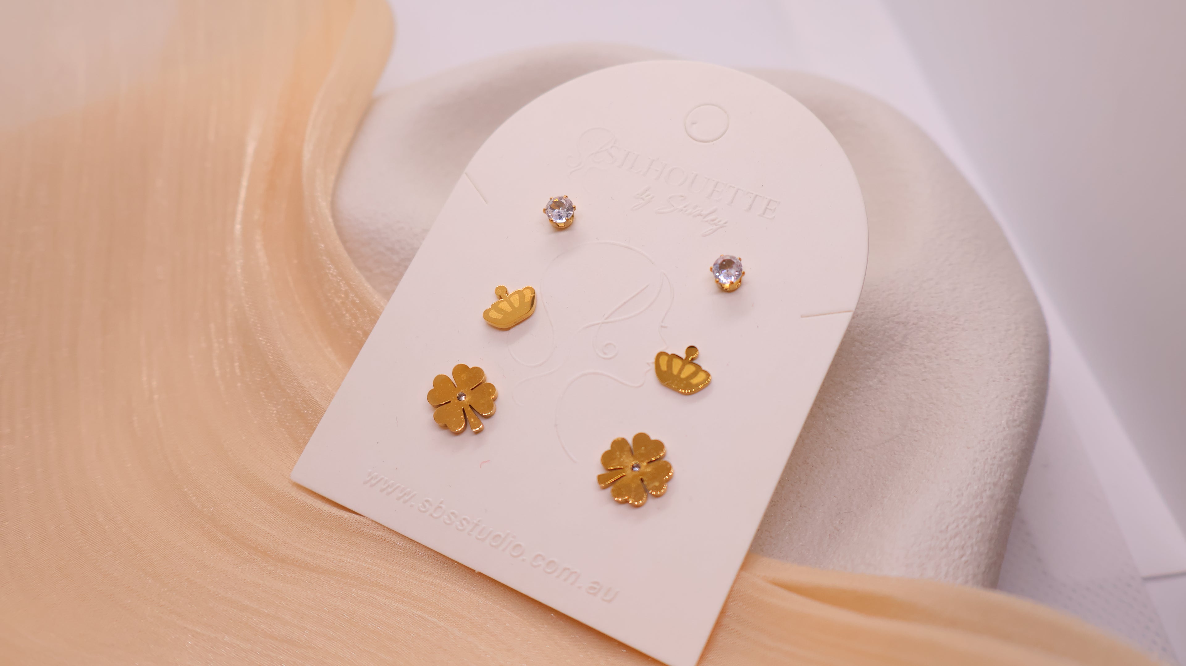 18K Gold Plated Stainless Steel Earrings - Curated Ear Set