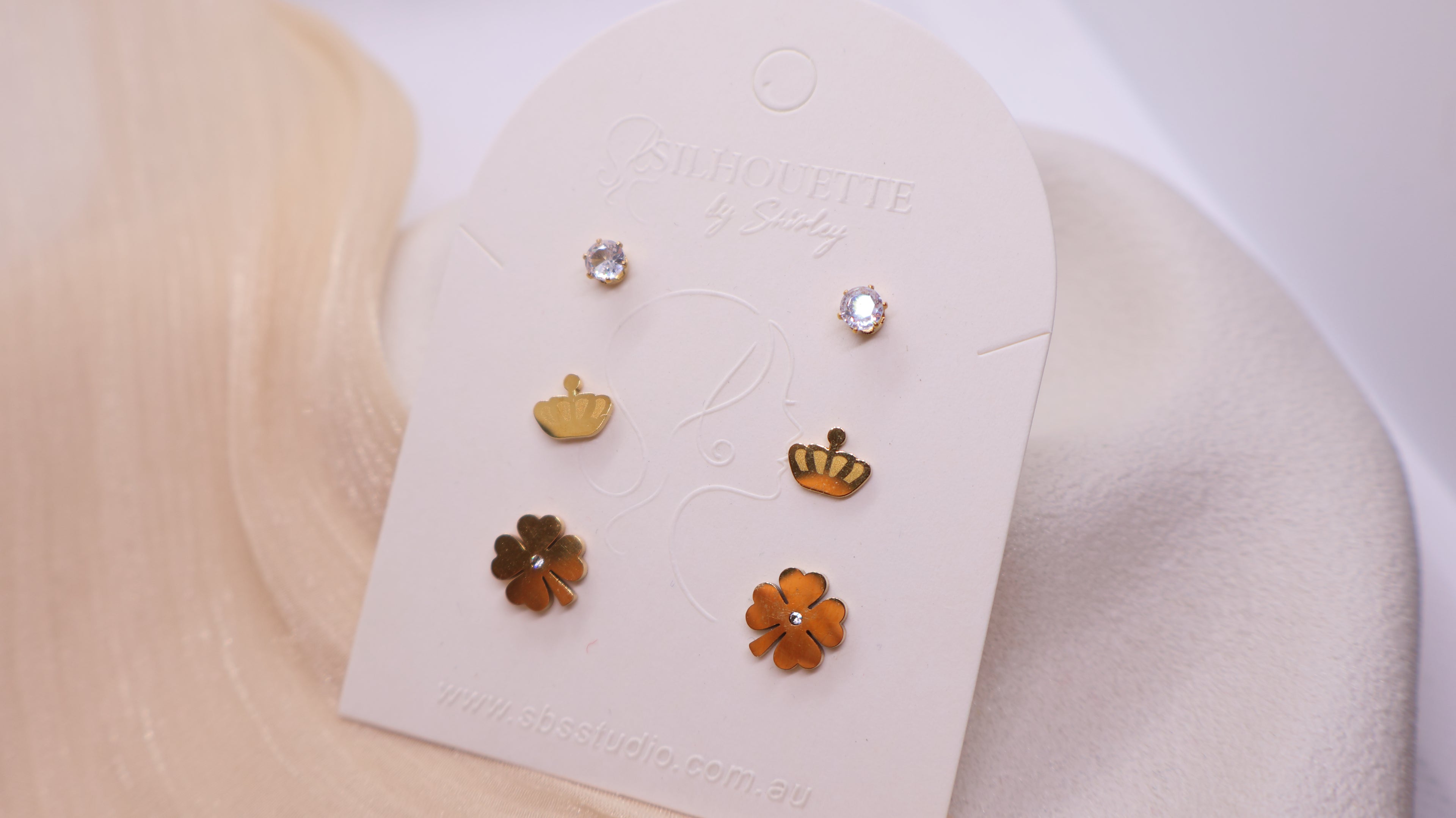 18K Gold Plated Stainless Steel Earrings - Curated Ear Set