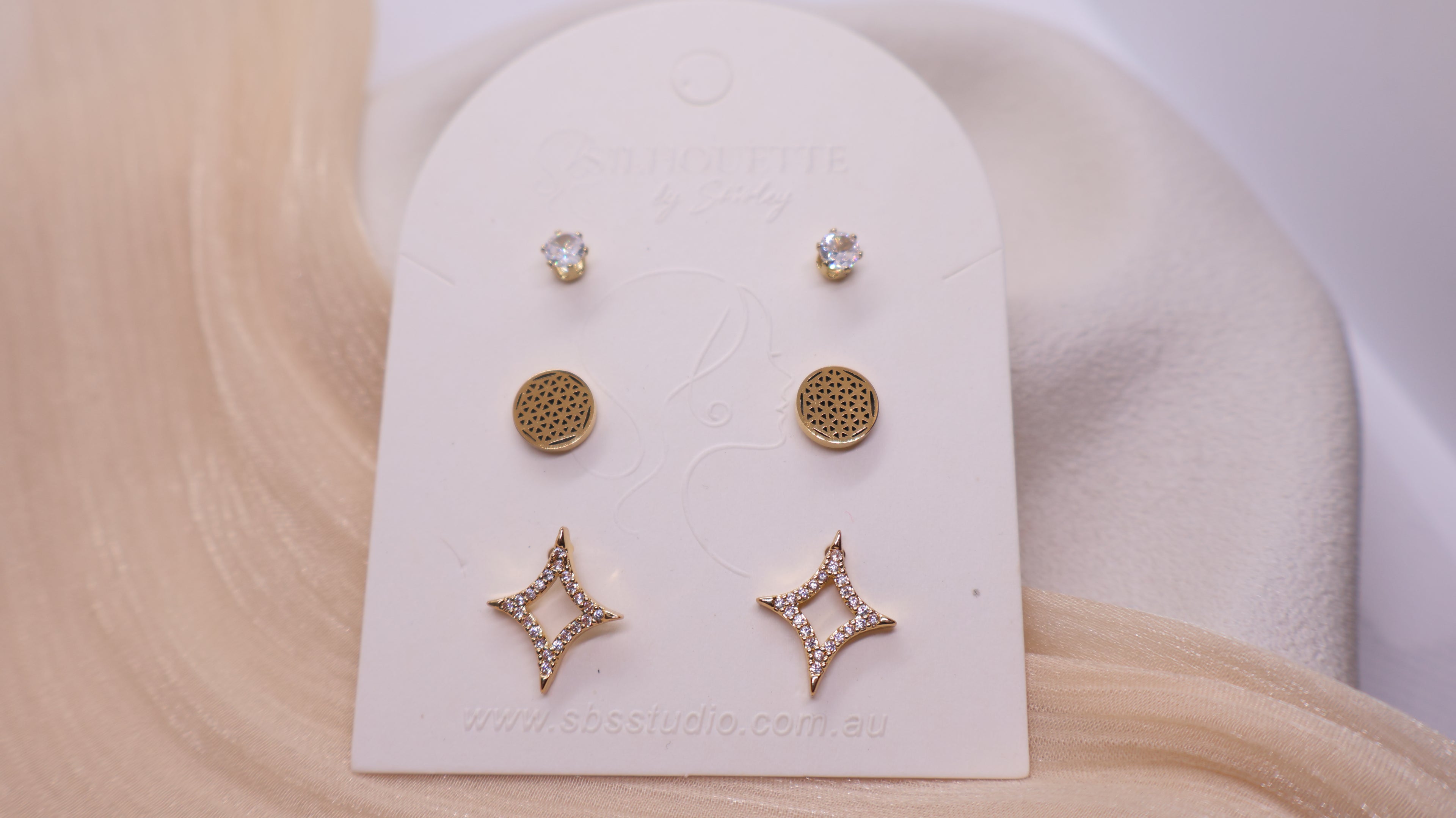 18K Gold Plated Stainless Steel Earrings - Curated Ear Set