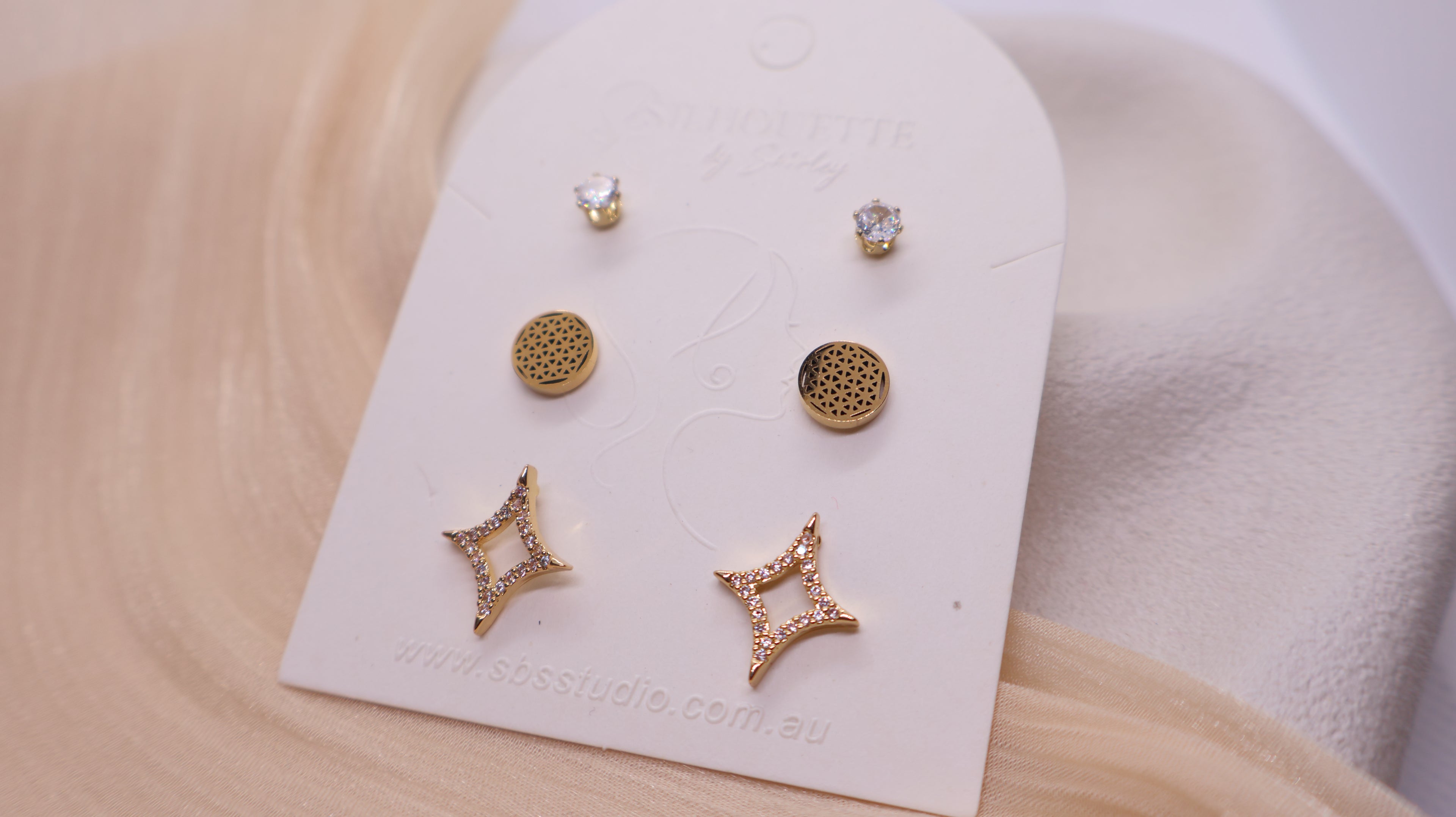 18K Gold Plated Stainless Steel Earrings - Curated Ear Set
