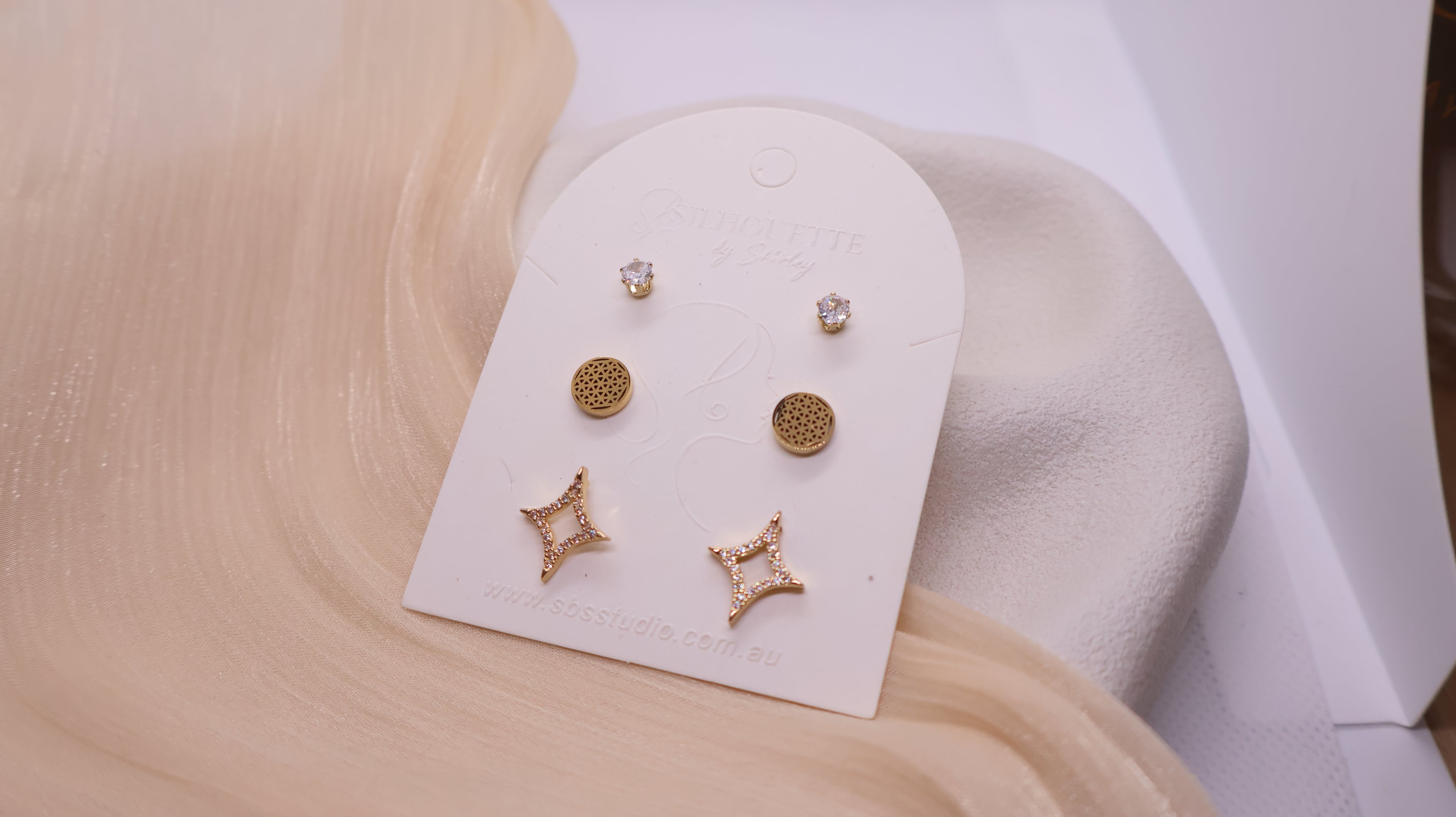 18K Gold Plated Stainless Steel Earrings - Curated Ear Set
