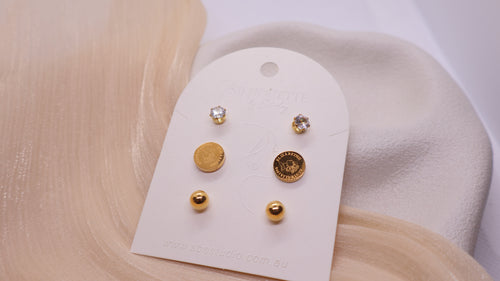18K Gold Plated Stainless Steel Earrings - Curated Ear Set