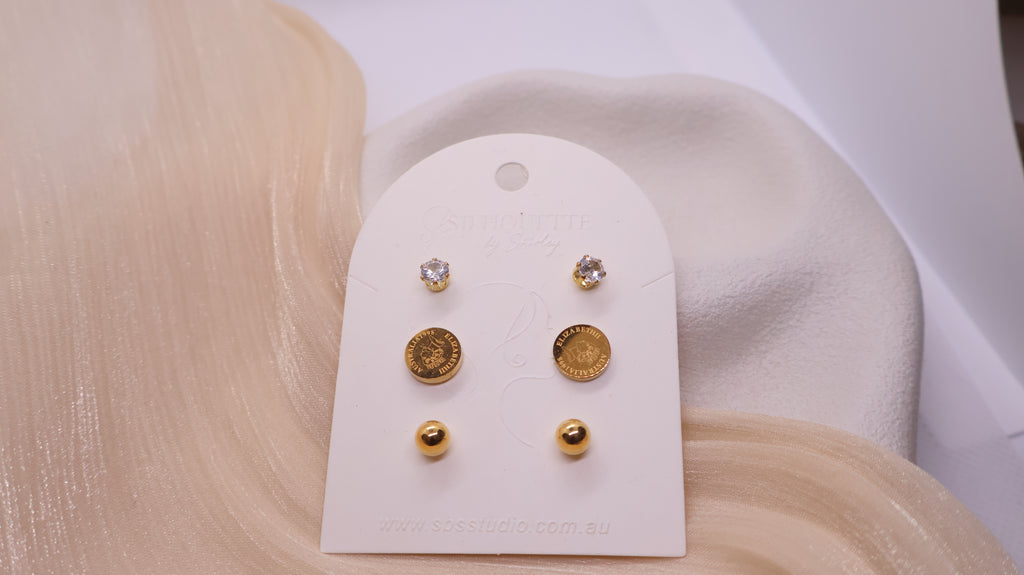 18K Gold Plated Stainless Steel Earrings - Curated Ear Set