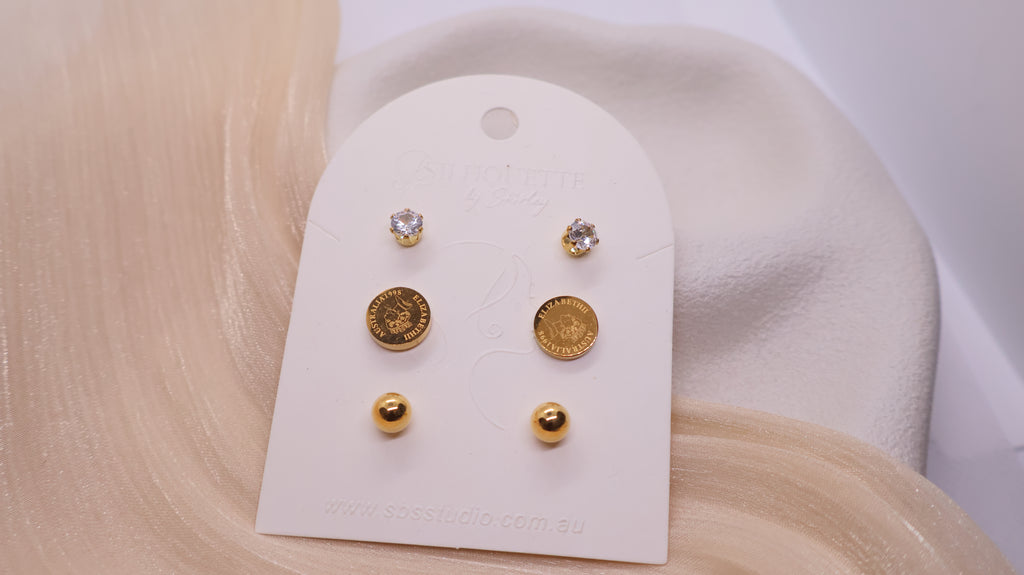 18K Gold Plated Stainless Steel Earrings - Curated Ear Set