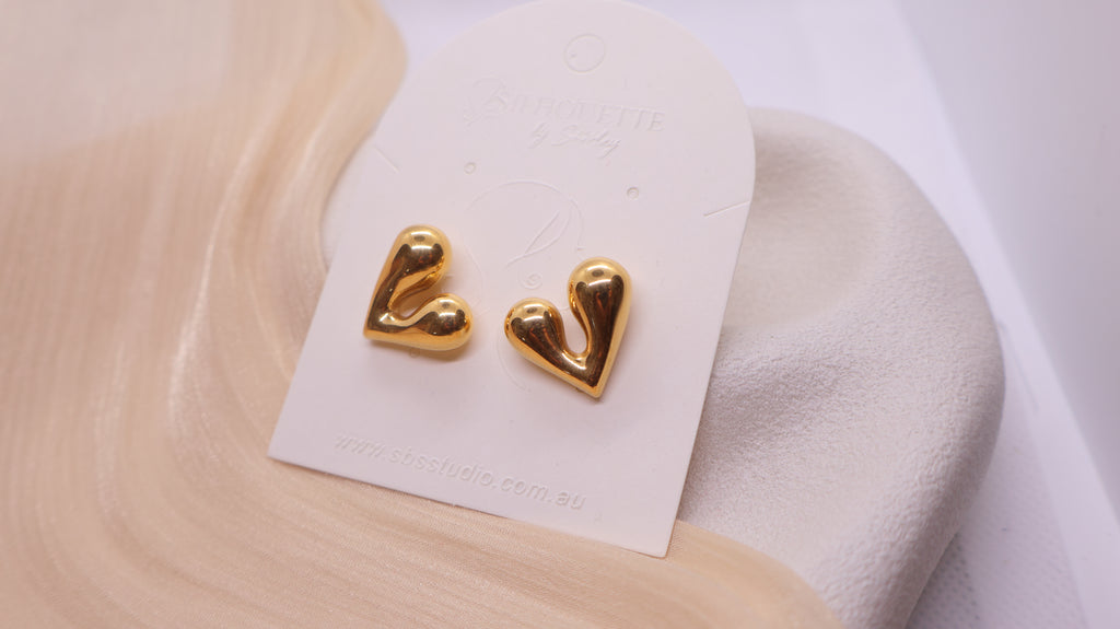 18K Gold Plated Stainless Steel Earrings - Heart