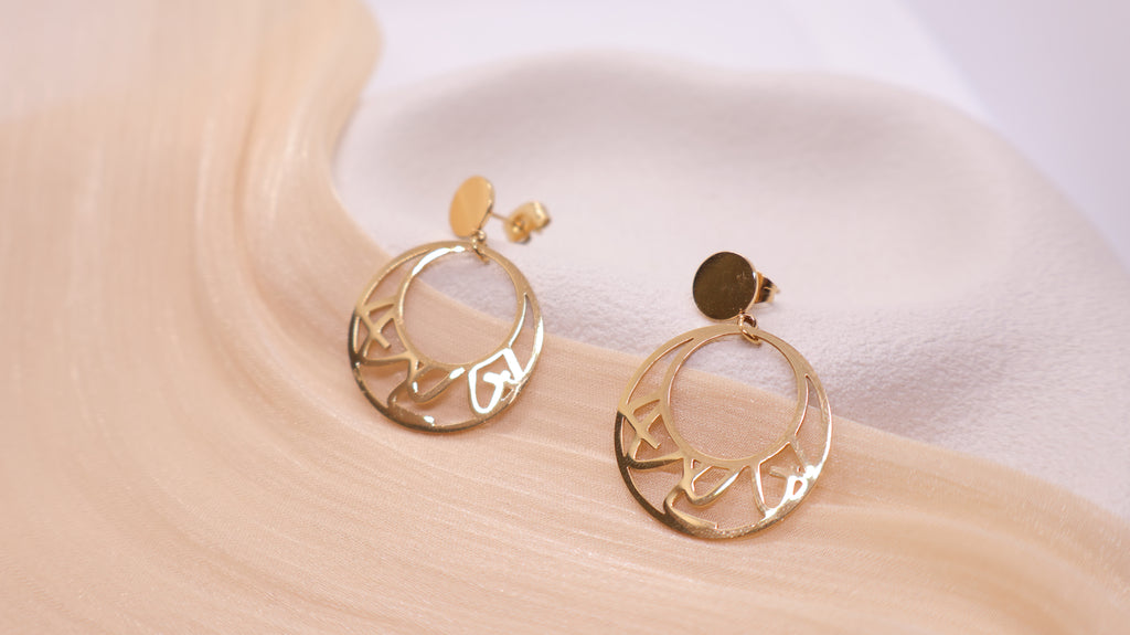 18K Gold Plated Stainless Steel Earrings - Round
