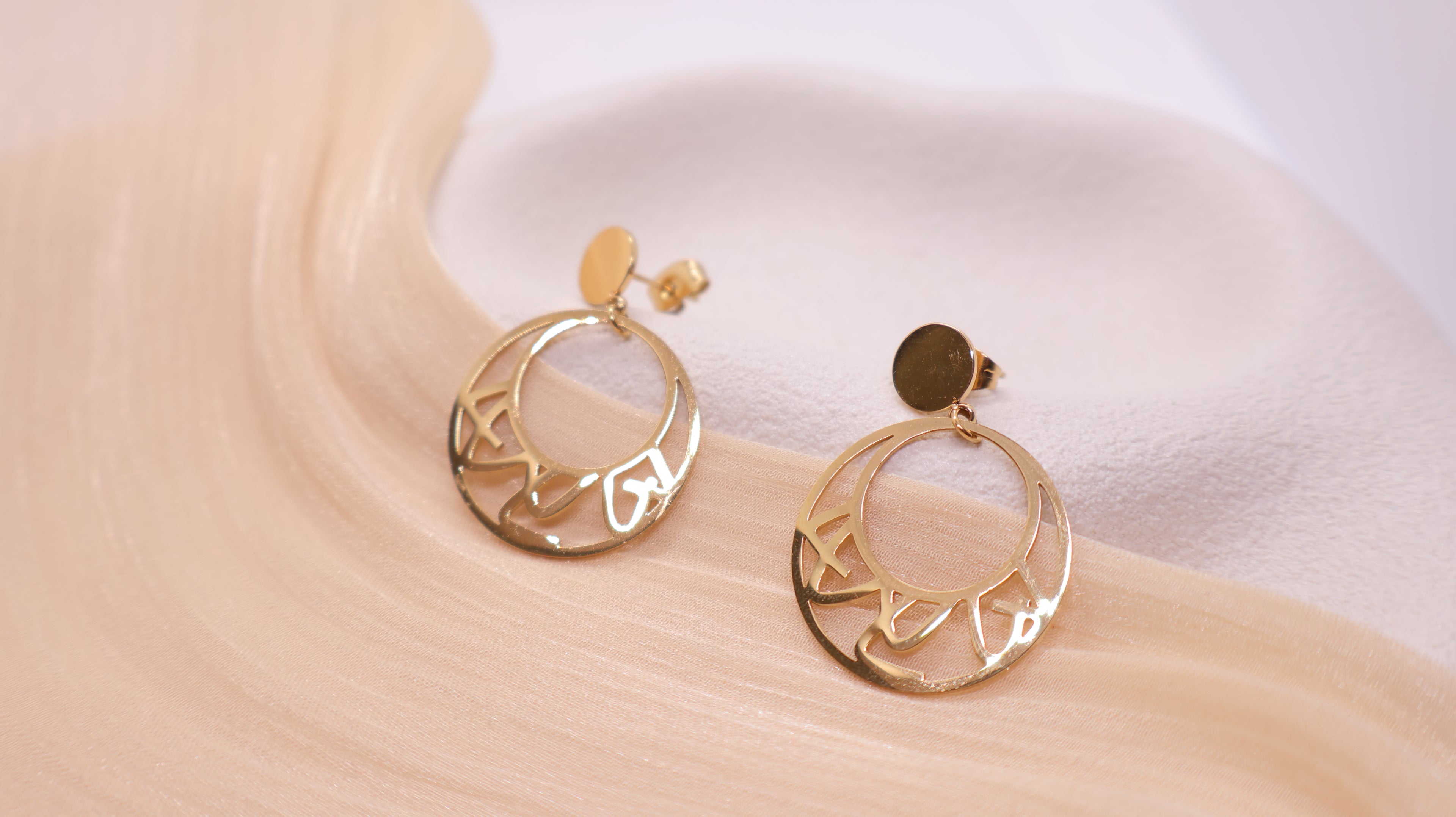 18K Gold Plated Stainless Steel Earrings - Round