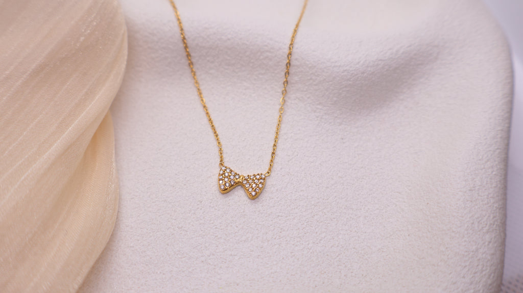 18K Gold Plated Stainless Steel Necklace - Bow